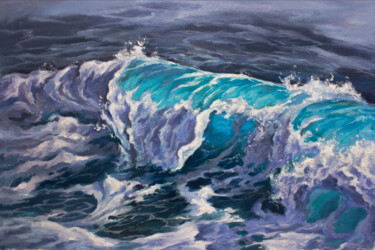 Painting titled "Turquoise wave" by Ruslan Prus, Original Artwork, Oil