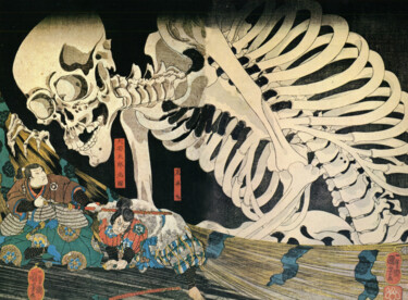 Prenten & gravures getiteld "Squelette" door Utagawa Kuniyoshi, Origineel Kunstwerk, Gravure