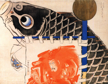 Εκτυπώσεις & Χαρακτικά με τίτλο "Bannière" από Utagawa Kuniyoshi, Αυθεντικά έργα τέχνης, Χαρακτική