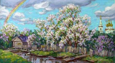 Картина под названием ""Gardens in Blossom"" - Mihail Utkin, Подлинное произведение искусства