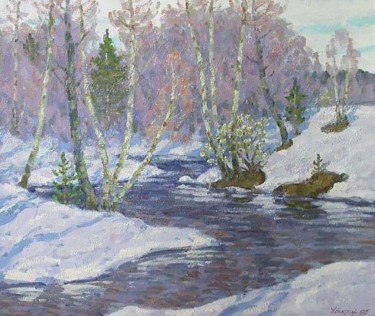 Картина под названием ""Spring Brook"" - Mihail Utkin, Подлинное произведение искусства