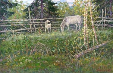 Картина под названием ""Horses"" - Mihail Utkin, Подлинное произведение искусства