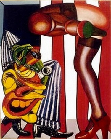 Peinture intitulée "LA CHAUSSURE ROUGE" par Utrera, Œuvre d'art originale, Huile