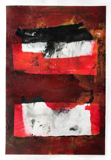 Картина под названием "A Study in Red - I" - Utsuk, Подлинное произведение искусства, Акрил