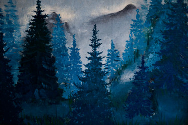 Peinture intitulée "Голубые ели" par Iuliia Naivert, Œuvre d'art originale, Huile