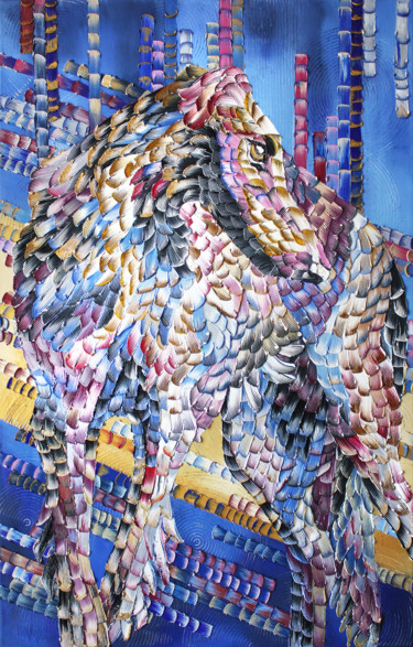 Borzoi Painting titled "Borzoi" by Julia Ptl, Original Art, Oil Mounted on Stretcher frame