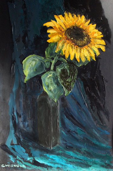Painting titled "Sunflower/Подсолнух" by Evgenia Uvarova (Smirnova), Original Artwork, Oil