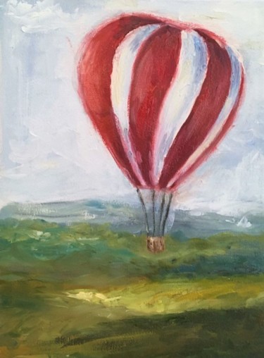 Painting titled "Воздушный шар" by Evgenia Uvarova (Smirnova), Original Artwork, Oil