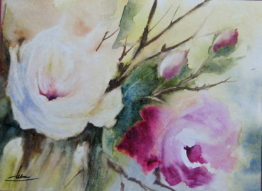 Pintura intitulada "JOYEUX ANNIVERSAIRE" por Les Aquarelles D’Uve, Obras de arte originais, Aquarela