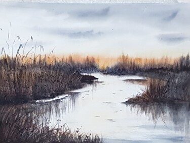 Painting titled "En Camargue" by Les Aquarelles D’Uve, Original Artwork, Watercolor