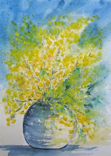 Peinture intitulée "Le mimosas" par Les Aquarelles D’Uve, Œuvre d'art originale
