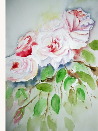 Painting titled "Les roses" by Les Aquarelles D’Uve, Original Artwork