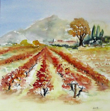 Peinture intitulée "Les vignes" par Les Aquarelles D’Uve, Œuvre d'art originale