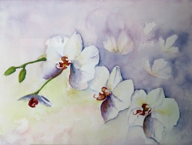 Peinture intitulée "Les orchidées 2" par Les Aquarelles D’Uve, Œuvre d'art originale