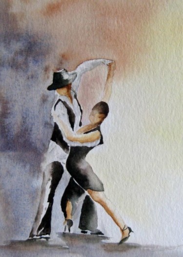 Painting titled "Tango" by Les Aquarelles D’Uve, Original Artwork