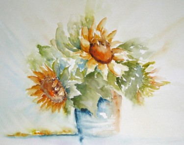 Peinture intitulée "Les tournesols" par Les Aquarelles D’Uve, Œuvre d'art originale