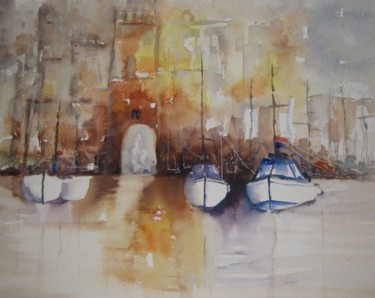 Painting titled "LE PORT" by Les Aquarelles D’Uve, Original Artwork