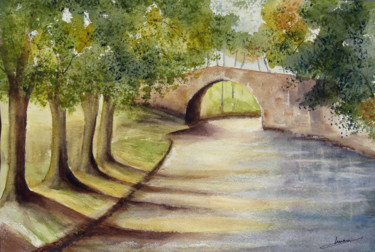 Peinture intitulée "Le canal du midi" par Les Aquarelles D’Uve, Œuvre d'art originale, Aquarelle