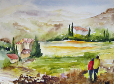 Painting titled "Provence mon amour" by Les Aquarelles D’Uve, Original Artwork, Watercolor