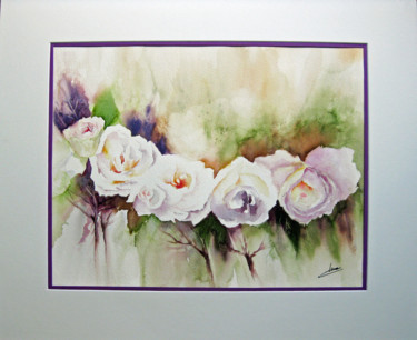 Malerei mit dem Titel "Jetée de roses" von Les Aquarelles D’Uve, Original-Kunstwerk, Aquarell