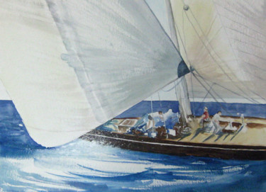Painting titled "La régate" by Les Aquarelles D’Uve, Original Artwork, Watercolor