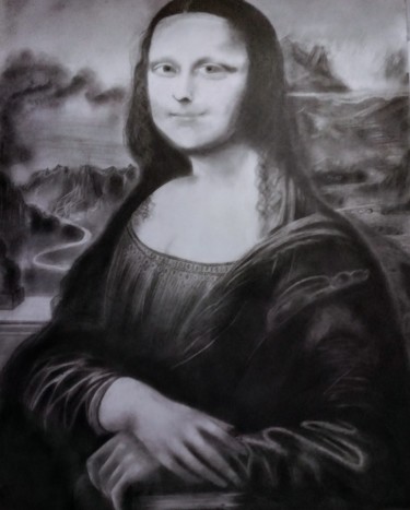 Zeichnungen mit dem Titel "Mona Lisa" von Uvindu Joshep, Original-Kunstwerk, Graphit