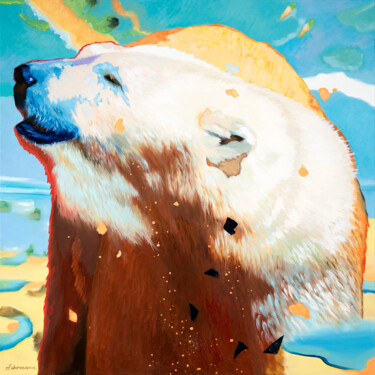Malerei mit dem Titel "Eisbär | Original G…" von Uwe Fehrmann, Original-Kunstwerk, Öl Auf Keilrahmen aus Holz montiert