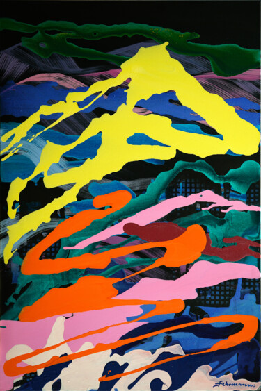 제목이 "Zurück zu den gelbe…"인 미술작품 Uwe Fehrmann로, 원작, 아크릴 나무 들것 프레임에 장착됨