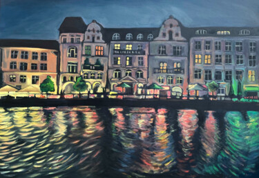 Painting titled "An der Spree" by Uy Nguyen, Original Artwork, Oil
