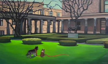 Painting titled "World of Dogs" by Uy Nguyen, Original Artwork, Oil
