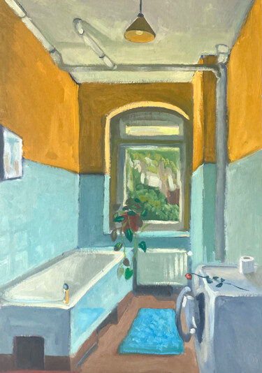 Pittura intitolato "Bathroom" da Uy Nguyen, Opera d'arte originale, Olio