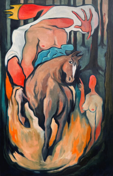 Malerei mit dem Titel "Erlkönig von Goethe" von Uy Nguyen, Original-Kunstwerk, Öl