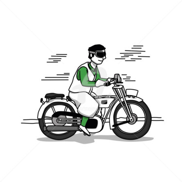 Digital Arts titled "Classic Motorcyclist" by V Karaba, Original Artwork, 2D Digital Work