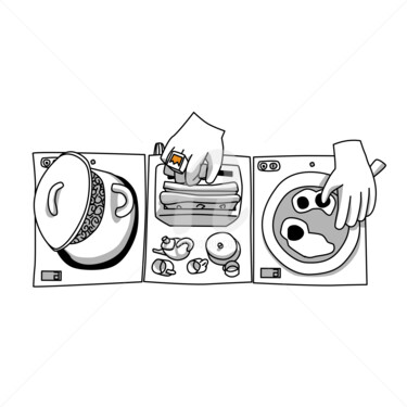 Digital Arts titled "Kitchen DJ" by V Karaba, Original Artwork, 2D Digital Work