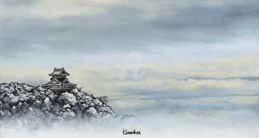 Digitale Kunst mit dem Titel "Snow Japan 02" von V Karaba, Original-Kunstwerk, 2D digitale Arbeit