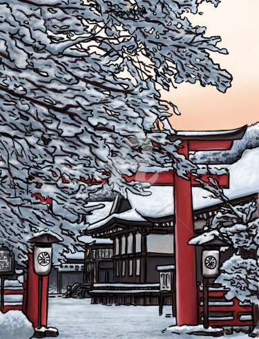 Digital Arts titled "Snow Japan 03" by V Karaba, Original Artwork, Digital Painting