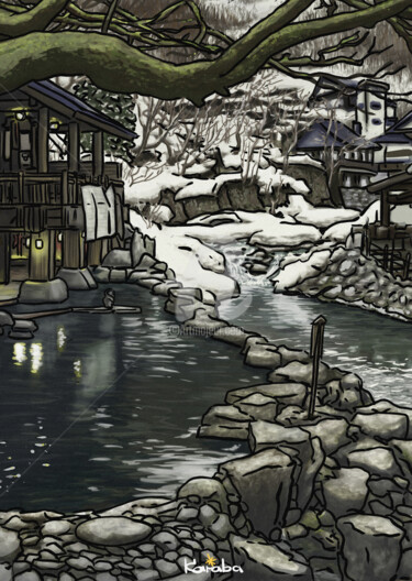 Digital Arts titled "Snow Japan 07" by V Karaba, Original Artwork, Digital Painting