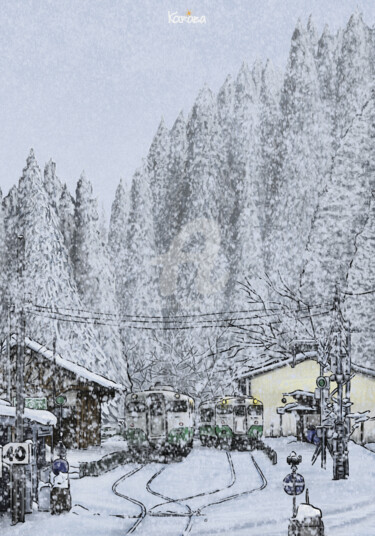 Arte digitale intitolato "Snow Japan 11" da V Karaba, Opera d'arte originale, Pittura digitale