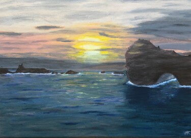 Painting titled "Crépuscule basque 1" by V Krei, Original Artwork, Acrylic