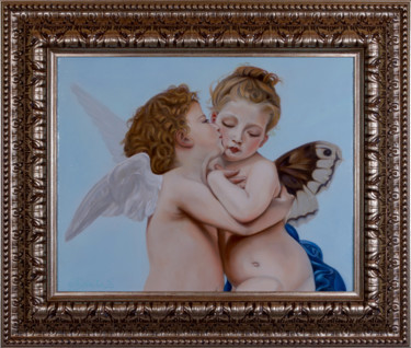 Painting titled "Cupid and Psyche.Ki…" by Veronika Kurochka, Original Artwork, Oil