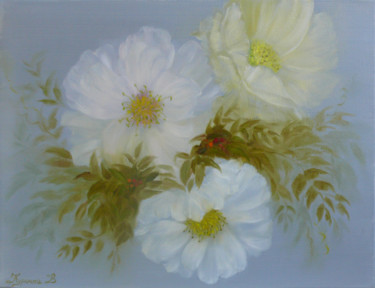 Painting titled "Delicate flowers" by Veronika Kurochka, Original Artwork, Oil