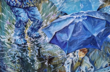 Картина под названием "Дождь" - Владимир Курьяков (Vladimir Kuryakov), Подлинное произведение искусства, Масло Установлен на…
