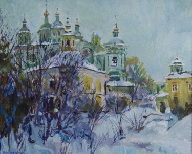 Картина под названием "Зимний день в Смоле…" - Владимир Курьяков (Vladimir Kuryakov), Подлинное произведение искусства, Масло