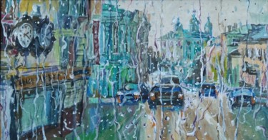 Картина под названием "Дождь." - Владимир Курьяков (Vladimir Kuryakov), Подлинное произведение искусства, Масло Установлен н…