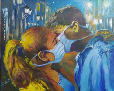 Картина под названием "Поцелуй" - Владимир Курьяков (Vladimir Kuryakov), Подлинное произведение искусства, Масло