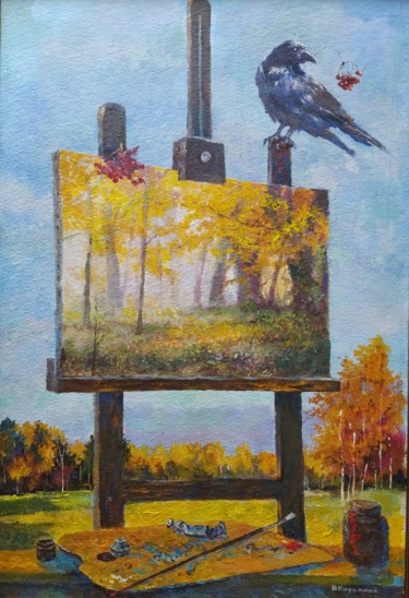 Картина под названием "Осенний мотив." - Владимир Курьяков (Vladimir Kuryakov), Подлинное произведение искусства, Масло Уста…