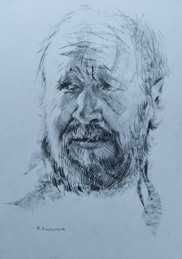 Картина под названием "Автопортрет" - Владимир Курьяков (Vladimir Kuryakov), Подлинное произведение искусства, Карандаш