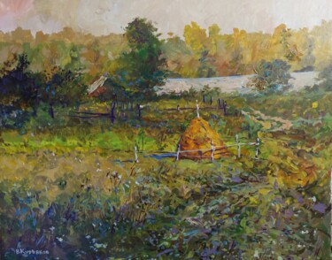 Картина под названием "Осень в деревне." - Владимир Курьяков (Vladimir Kuryakov), Подлинное произведение искусства, Масло