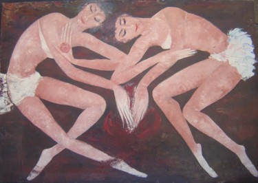 Peinture intitulée ""Fusion dansante" (…" par Laurent V, Œuvre d'art originale, Huile