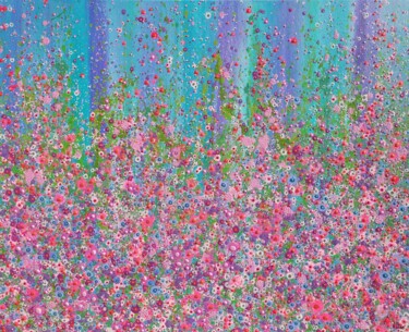 Schilderij getiteld "Abstract pink flowe…" door Valentina Pufe, Origineel Kunstwerk, Acryl